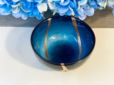 Kintsugi Bowl, Home Decor, Personalized Gifts, Home Gifts, Kintsugi Repaired Blue Stoneware Bowl Gold Inlaid