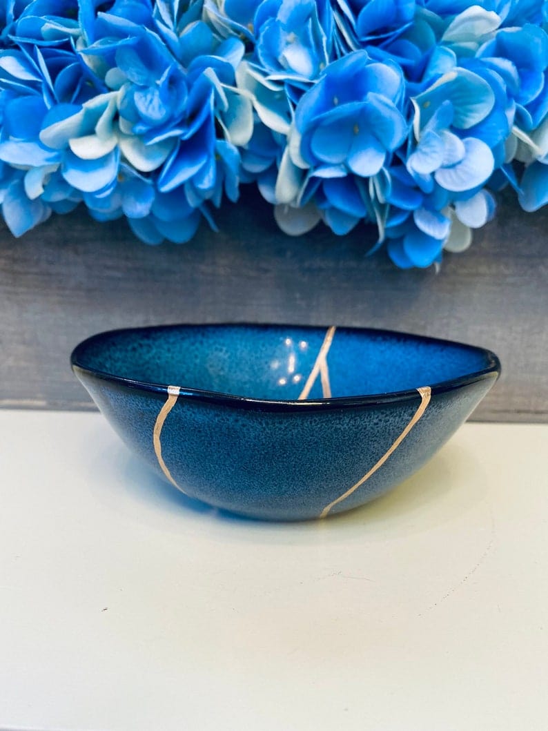 Kintsugi Blue Stoneware Bowl