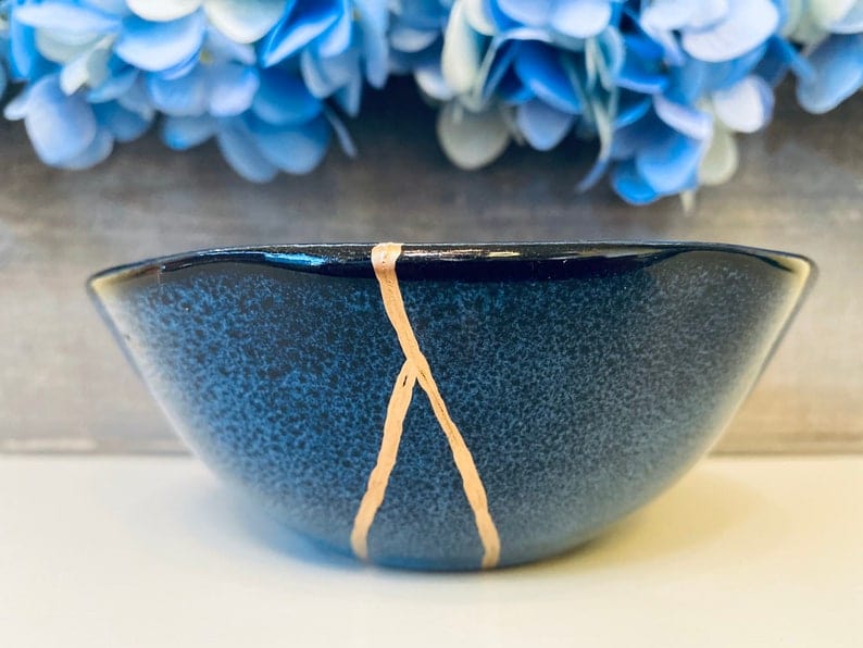 Kintsugi Blue Stoneware Bowl