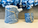 Kintsugi Bowl, Home Decor, Personalized Gifts, Gifts for Her, Gifts for Him, Wedding Gifts, Kintsugi Repaired Blue Wave Tea Set