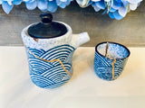 Kintsugi Bowl, Home Decor, Personalized Gifts, Gifts for Her, Gifts for Him, Wedding Gifts, Kintsugi Repaired Blue Wave Tea Set