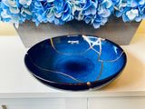 Kintsugi Bowl, Home Decor, Personalized Gifts, Gifts for Her, Wedding Gifts, Kintsugi Repaired Large Cat Eye Blue Glaze Bowl