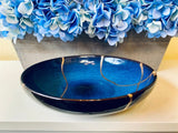 Kintsugi Bowl, Home Decor, Personalized Gifts, Gifts for Her, Wedding Gifts, Kintsugi Repaired Large Cat Eye Blue Glaze Bowl
