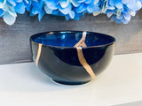 Kintsugi Bowl, Home Decor, Personalized Gifts, Home Gifts, Kintsugi Repaired Blue Stoneware Bowl Gold Inlaid