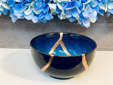 Kintsugi Bowl, Home Decor, Personalized Gifts, Home Gifts, Kintsugi Repaired Blue Stoneware Bowl Gold Inlaid