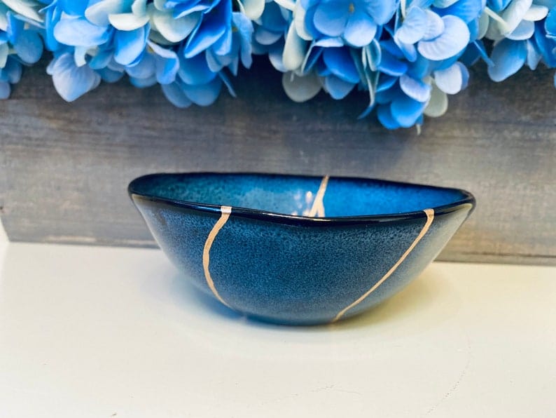 Kintsugi Blue Stoneware Bowl