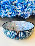 Kintsugi Bowl, Home Decor, Personalized Gifts, Gifts for Her, Minimalist, Wedding Gift, Kintsugi Repaired Wave Pattern Gold Inlaid Bowl