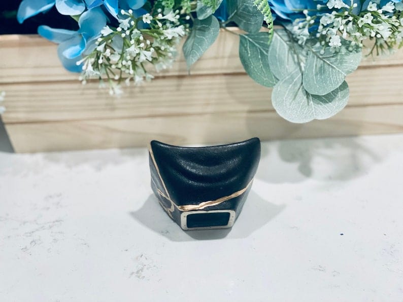 Kintsugi Repaired Black Porcelain Small Dish