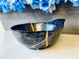 Kintsugi Dish, Kintsugi Bowl, Home Gifts, Gifts for Her, Home Decor, Anniversary Gift, Wedding Gifts, Kintsugi Repaired Black Stoneware Bowl