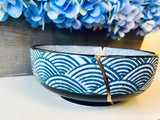 Kintsugi Bowl, Home Decor, Personalized Gifts, Gifts for Her, Minimalist, Wedding Gift, Kintsugi Repaired Wave Pattern Gold Inlaid Bowl