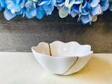 Kintsugi Repaired White Lotus Flower Dish Gold Inlay
