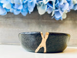Kintsugi Repaired Black Stoneware Dish