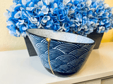 Kintsugi Repaired Large Blue Scale Fruit Bowl