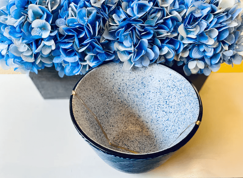 Kintsugi Repaired Large Blue Scale Fruit Bowl