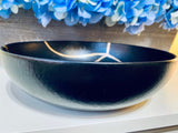 Kintsugi Bowl, Kintsugi Gifts, Home Decor, Home Gifts, Kintsugi Repaired Black and Gold Low Stoneware Bowl