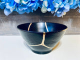 Kintsugi Dish, Kintsugi Bowls, Personalized Gifts, Gifts for Her, Home Decor, Minimalist Style, Kintsugi Repaired Black Stoneware Bowl
