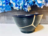 Kintsugi Dish, Kintsugi Bowls, Personalized Gifts, Gifts for Her, Home Decor, Minimalist Style, Kintsugi Repaired Black Stoneware Bowl