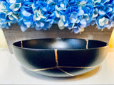 Kintsugi Bowl, Kintsugi Gifts, Home Decor, Home Gifts, Kintsugi Repaired Black and Gold Low Stoneware Bowl