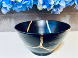 Kintsugi Dish, Kintsugi Bowls, Personalized Gifts, Gifts for Her, Home Decor, Minimalist Style, Kintsugi Repaired Black Stoneware Bowl