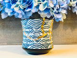Kintsugi Repaired Blue Scale Stoneware Sake Cup