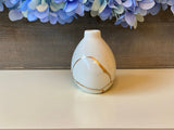 Kintsugi Repaired White Porcelain Bud Vase Gold Inlaid