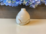 Kintsugi Repaired White Porcelain Bud Vase Gold Inlaid