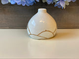 Kintsugi Repaired White Porcelain Bud Vase Gold Inlaid