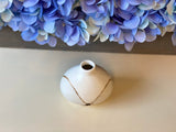 Kintsugi Repaired White Porcelain Bud Vase Gold Inlaid