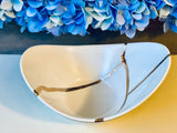 Kintsugi Repaired White Porcelain Curved Bowl