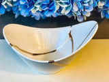 Kintsugi Repaired White Porcelain Curved Bowl