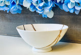 Kintsugi Repaired White Porcelain Ring Bowl Gold Inlaid