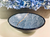 Kintsugi Repaired Blue Stoneware Scale Pattern Bowl