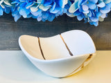 Kintsugi Repaired Medium Porcelain White Curved Bowl