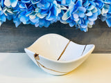 Kintsugi Repaired Medium Porcelain White Curved Bowl