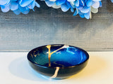 Kintsugi Repaired Small Cat Eye Blue Ring Bowl