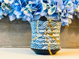Kintsugi Repaired Blue Scale Stoneware Sake Cup