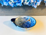 Kintsugi Repaired Blue Scale Stoneware Ring Dish