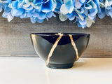 Kintsugi Repaired Cat-Eye Blue Ring Bowl Gold Inlaid