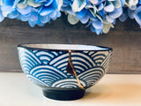 Kintsugi Repaired Blue Stoneware Scale Pattern Bowl