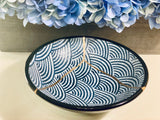 Kintsugi Repaired Blue Stoneware Scale Pattern Bowl