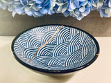 Kintsugi Repaired Blue Stoneware Scale Pattern Bowl