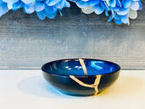 Kintsugi Repaired Small Cat Eye Blue Ring Bowl
