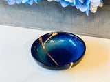 Kintsugi Repaired Small Cat Eye Blue Ring Bowl