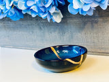 Kintsugi Repaired Small Cat Eye Blue Ring Bowl