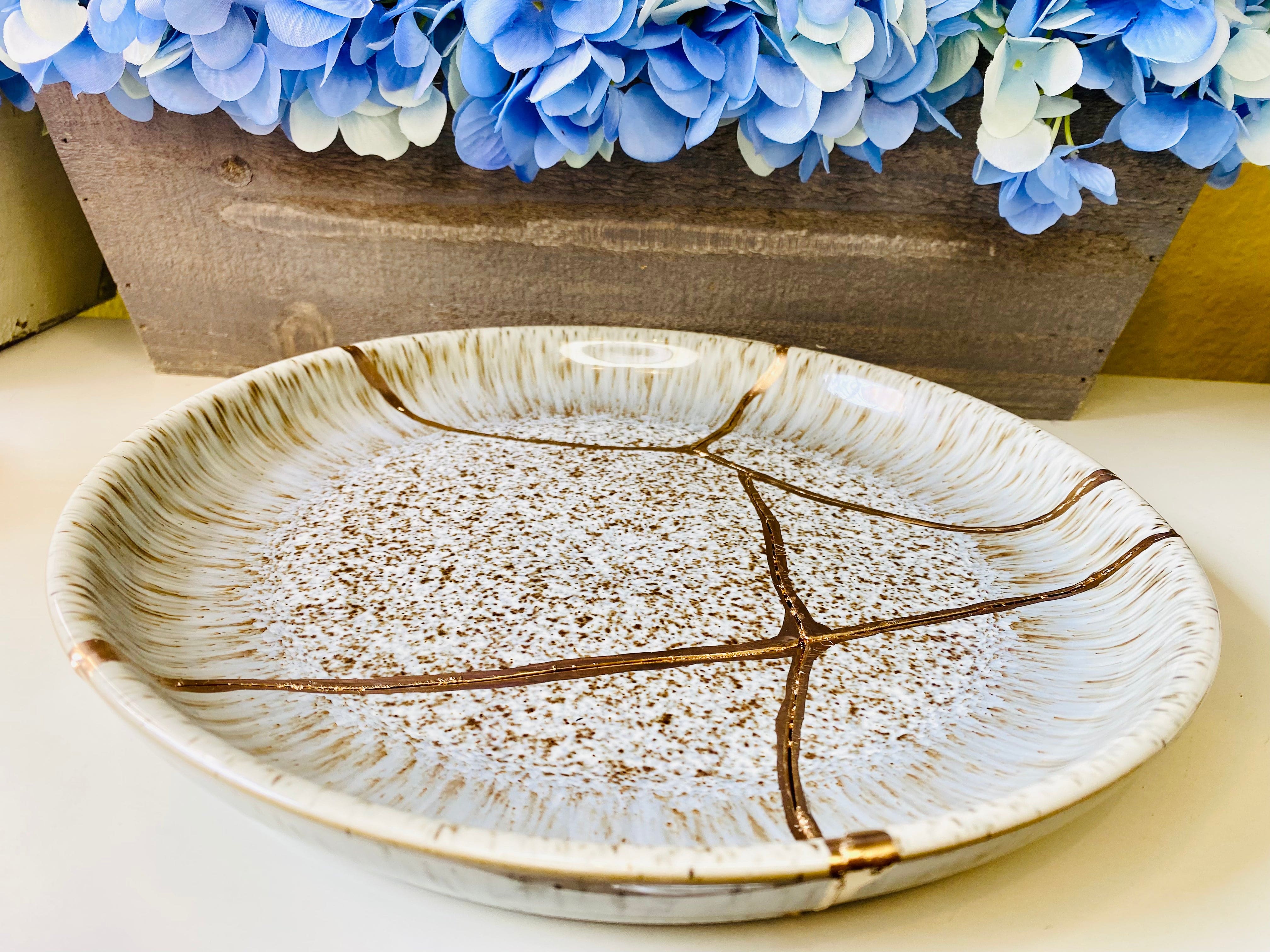 Kintsugi Bowl, Home Decor, Personalized Gifts, Gifts for Her, Wedding Gifts, Anniversary Gifts, Kintsugi Repaired Grey Patterned Bowl