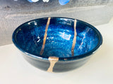 Kintsugi Blue Glaze Stoneware Bowl