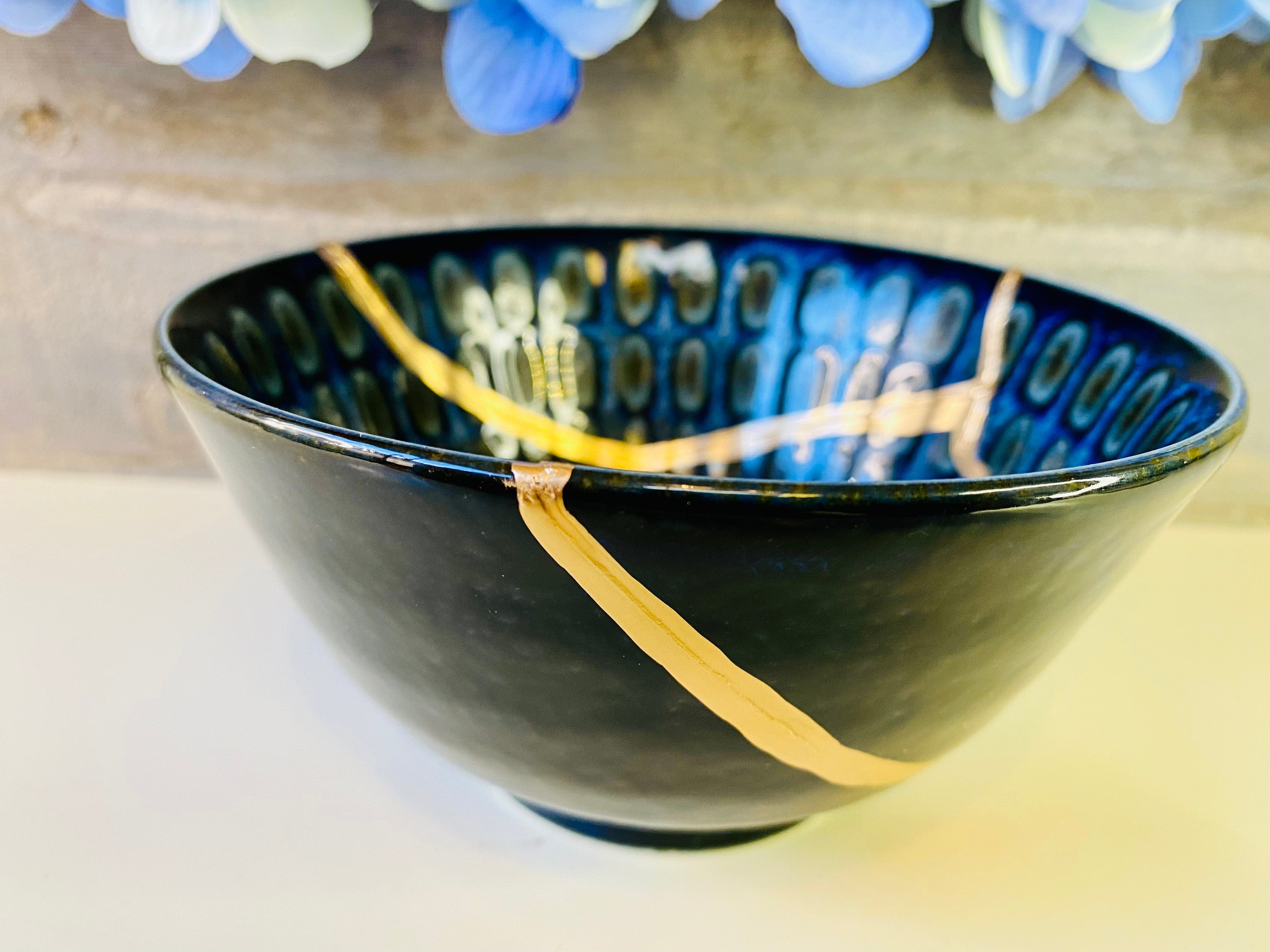 Kintsugi Blue Cobblestone Bowl
