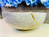 Kintsugi Bowl, Grey Stoneware Bowl, Home Gifts, Home Decor, Kintsugi Repaired Gifts, Anniversary Gifts, Kintsugi Repaired Grey Patterned Bowl