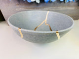 Kintsugi Bowl, Concrete Grey Bowl, Kintsugi Gifts, Minimalist Gift, Kintsugi Pottery, Rustic, Summer Gifts, Kintsugi Stoneware Concrete Bowl