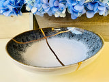 Kintsugi Gold Repair Large Reactive Crackle Bowl